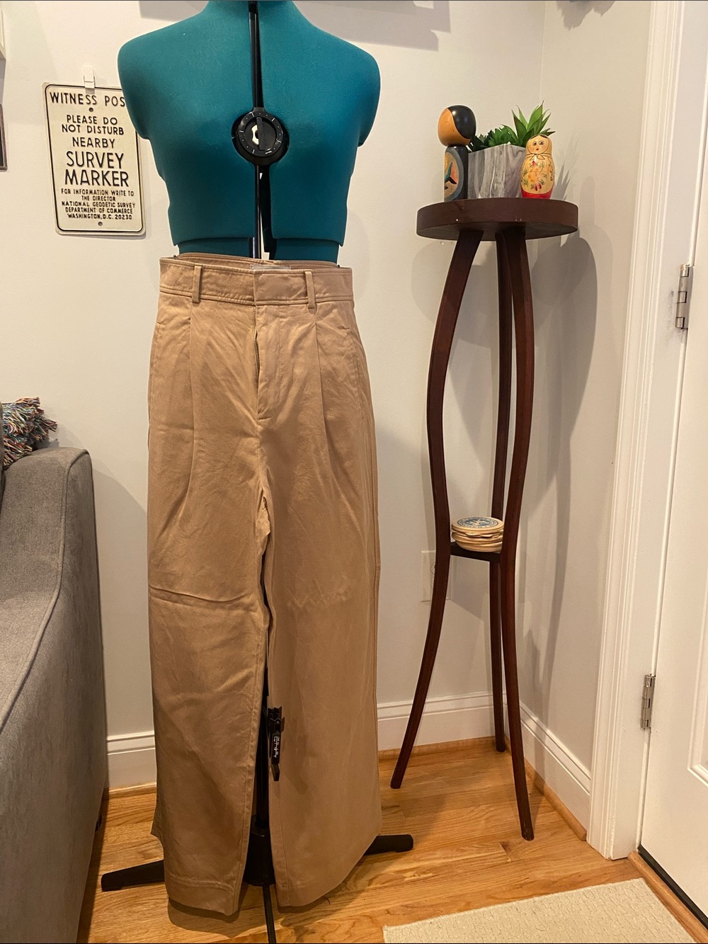 Everlane Tan Wide-Leg High-Rise Pants